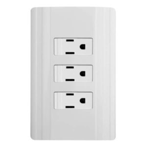 Placa 3 ventanas con 3 contactos 2p+t blanco CORSA Montana