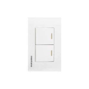 Placa 2 ventanas con 2 apagadores sencillos blanco Krystal Montana