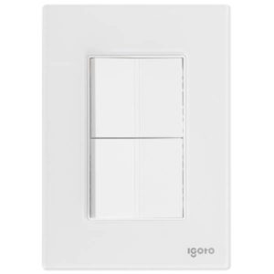 Placa 3 ventanas con 2 apagadores sencillos blanco Cristal Igoto