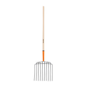 Bieldo para estiércol, 10 dientes, mango 48", cabeza soldada