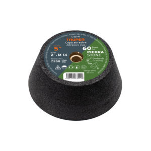 Copa desbaste de piedra 5" grano 60, eje M14, Truper
