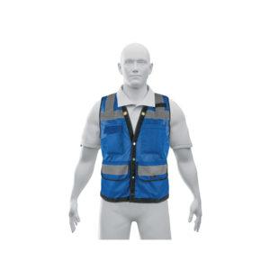 Chaleco seguridad reforzado azul con bolsas, EG, EXPERT