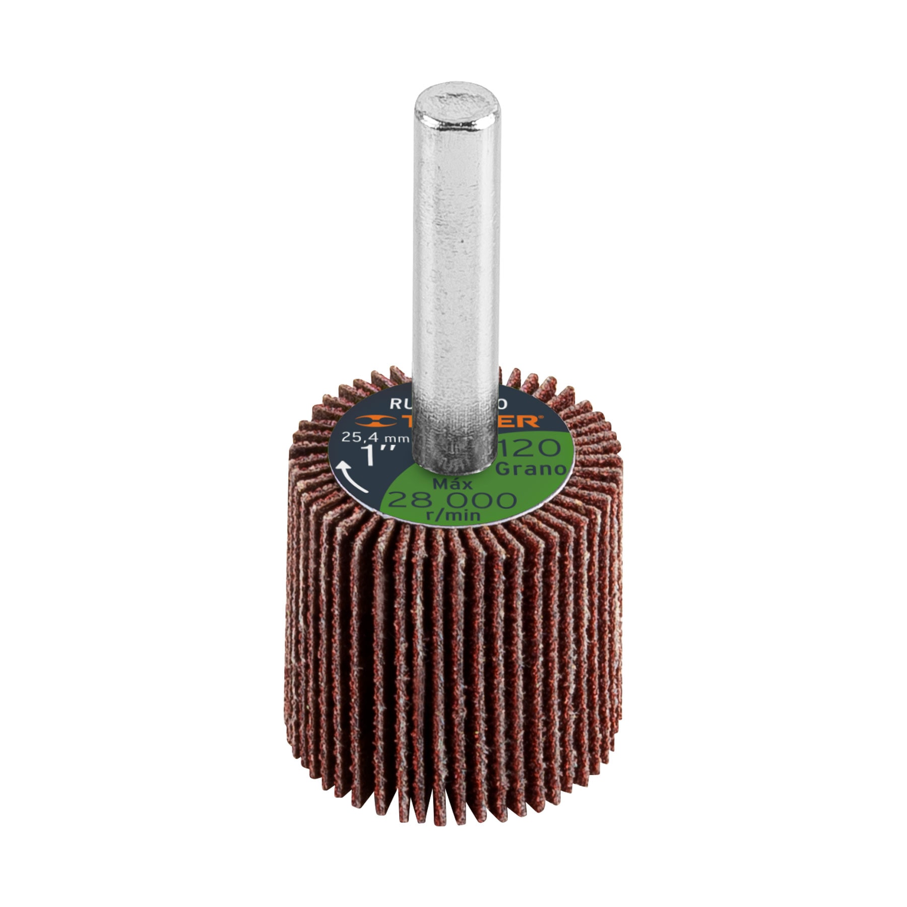 Rueda flap de 1", grano 120, Truper