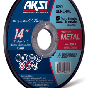 Disco corte de metal 4 1/2" x 1.6mm, tipo 1 - Uso General