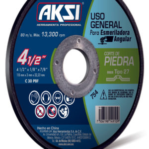 Disco corte de piedra 4 1/2" x 3mm, tipo 27 - Uso General