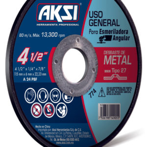 Disco desbaste de metal 7" x 6mm, tipo 27 - Uso General