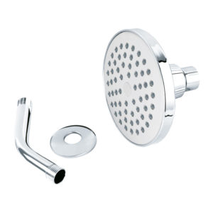 Regadera tipo platillo antisarro de 4 1/2" con brazo y chapeton - AK