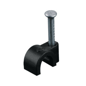 Grapa para cable coaxial-curva de 5mm color blanco con clavo 20pcs por bolsa