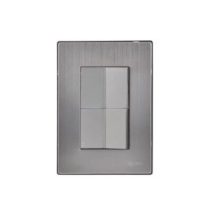 Placa 3 ventanas con apagador sencillo y apagador escalera plata Inox-1.5 Igoto