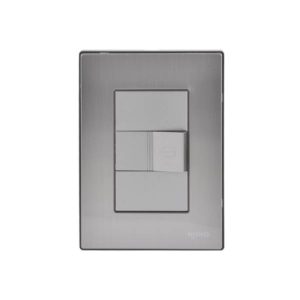 Placa 3 ventanas con boton timbre plata Inox-3 Igoto