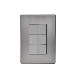 Placa 3 ventanas con 3 apagadores escalera plata Inox Igoto