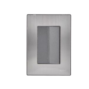 Placa 3 ventanas con apagador sencillo negro Inox-3 Igoto