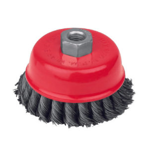 Carda de copa de 4", alambre trenzado fino - entrada 14mm