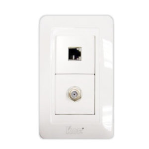 Placa 2 vent c/toma telefonica y tv koe blanco 8177 FLEXIMATIC