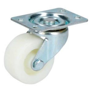 Rodaja polipropileno blanca 2" placa giratoria sin freno Surtek