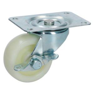 Rodaja polipropileno blanca 3" placa giratoria con freno Surtek