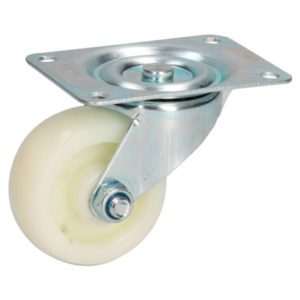 Rodaja polipropileno blanca 3" placa giratoria sin freno Surtek