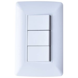 Placa 3 ventanas con 3 apagadores sencillos blanco Vianti