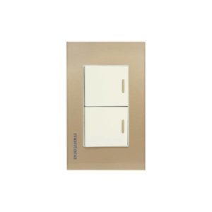 Placa 2 ventanas con 2 apagadores sencillos dorado Krystal Montana