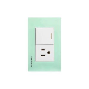 Placa 2 ventanas con apagador sencillo y contacto 2p+t aqua Krystal Montana