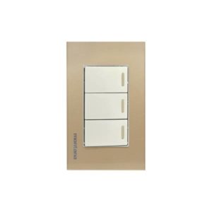 Placa 3 ventanas con 3 apagadores sencillos dorado Krystal Montana
