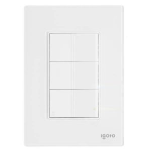 Placa 3 ventanas con 3 apagadores sencillos blanco Cristal Igoto