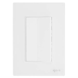 Placa 3 ventanas con apagador sencillo blanco Cristal Igoto