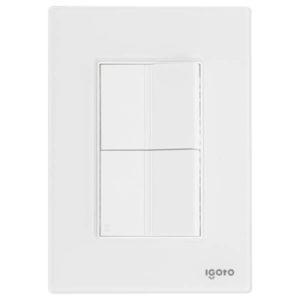 Placa 3 ventanas con apagador sencillo y apagador escalera blanco Cristal Igoto