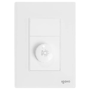 Placa 3 ventanas con dimmer rotativo blanco Cristal Igoto