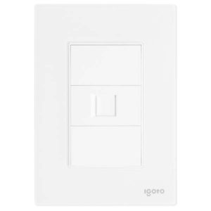 Placa 3 ventanas con toma para datos blanco Cristal Igoto