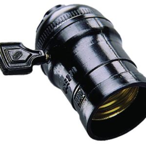 Portalampara con apagador de llave negra Iusa