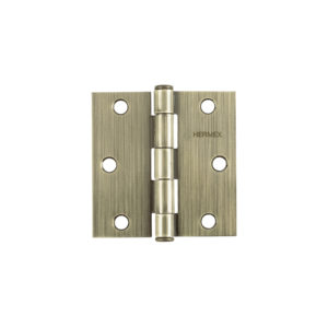Bisagra cuadrada 3", latón antiguo, cabeza plana, HERMEX
