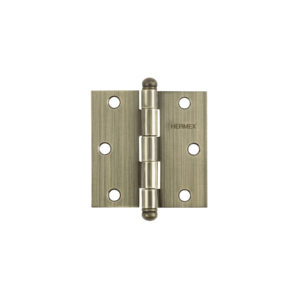 Bisagra cuadrada 3", latón antiguo, cabeza redonda, HERMEX