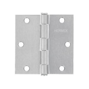 Bisagra cuadrada 3-1/2", satinado, cabeza plana, HERMEX