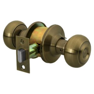 Cerradura tipo oval para entrada, latón antiguo, HERMEX