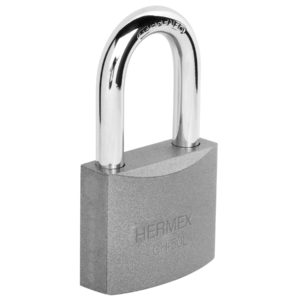 Candado de hierro 50 mm, gancho largo en caja, HERMEX