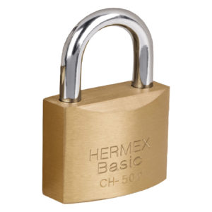 Candado de hierro 50 mm, color latón, corto, blíster, BASIC
