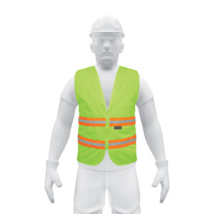 Chaleco de seguridad verde alta visibilidad con cierre