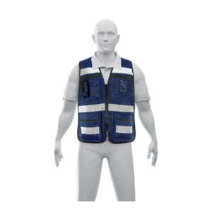 Chaleco brigadista con cintas reflejantes, color azul marino