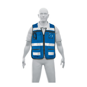 Chaleco brigadista con cintas reflejantes, color azul rey