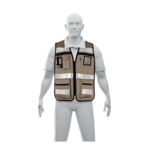 Chaleco brigadista con cintas reflejantes, color beige