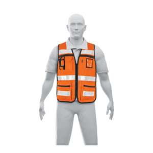 Chaleco brigadista con cintas reflejantes, color naranja