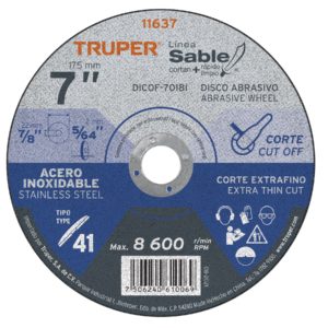 Disco Tipo 41 de 7" x 1.8 mm corte fino acero inox, Sable