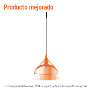 Escoba plástica flex. p/jardín, 26 dientes, mango acero 54"