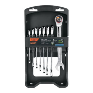 Juego de 8 llaves combinadas pulidas mm con matraca, EXPERT