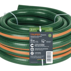 Manguera de jardín 1", 3 capas, 10m, sin conexiones, TRUPER