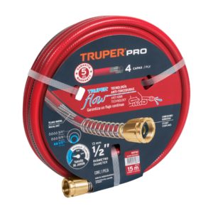 Manguera 1/2" super reforzada 4 capas 15 m conexiones metal