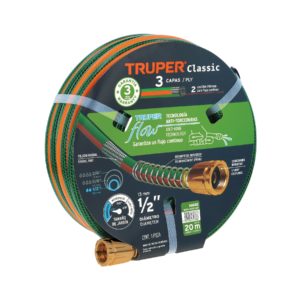 Manguera 1/2" reforzada 3 capas 20 m conexiones de metal