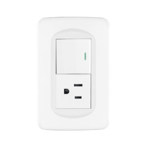 Placa armada interruptor y contacto 1.5 módulos, Toledo