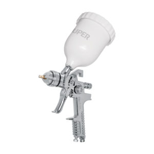 Pistola p/pintar gravedad HVLP vaso plástico, 1.7 mm, Truper